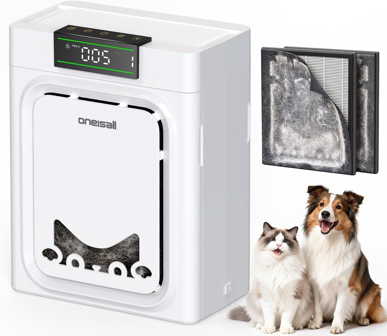 Pet Air Purifier for Large Rooms, Washable Filter & PM2.5 Display