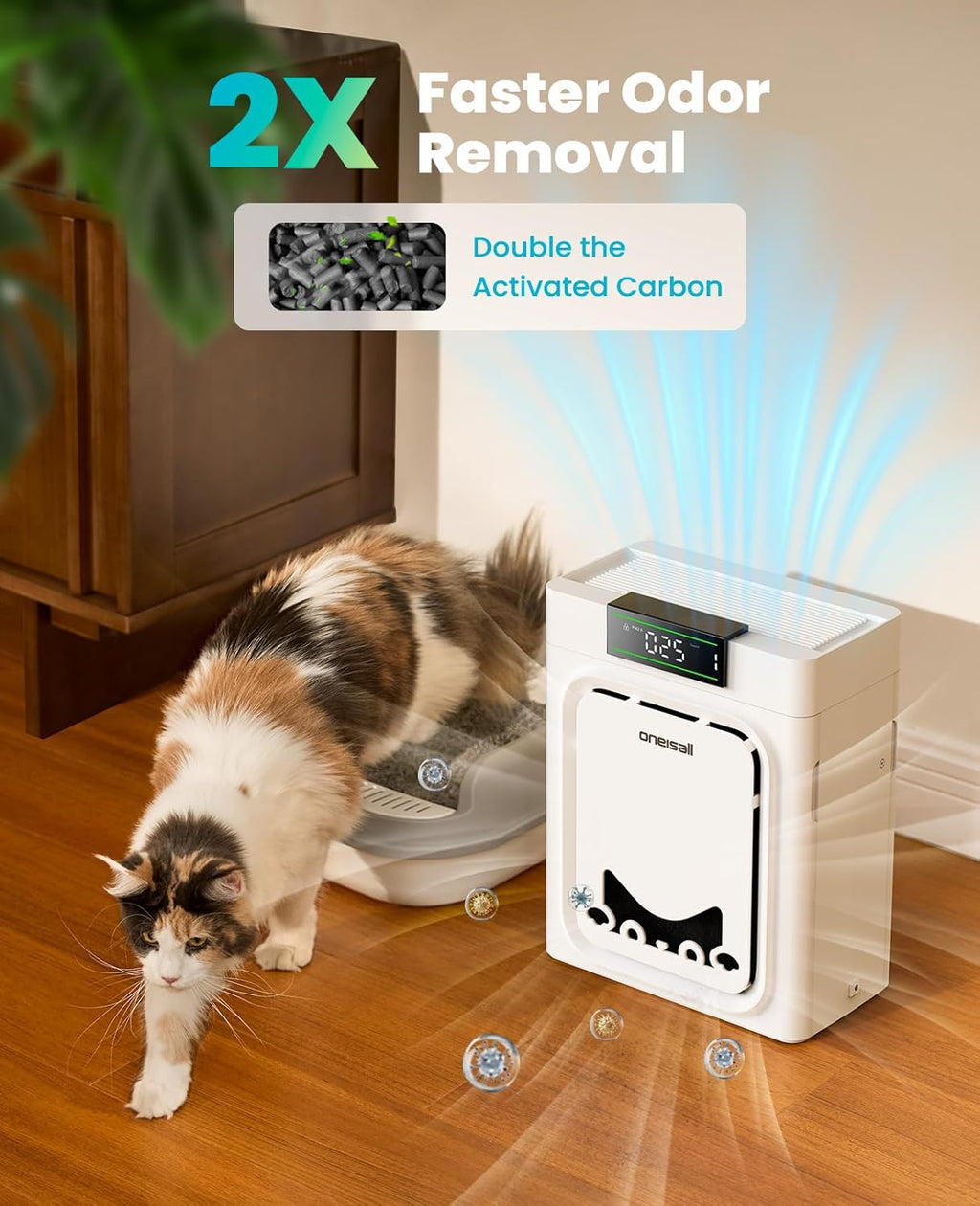 Pet Air Purifier for Large Rooms, Washable Filter & PM2.5 Display