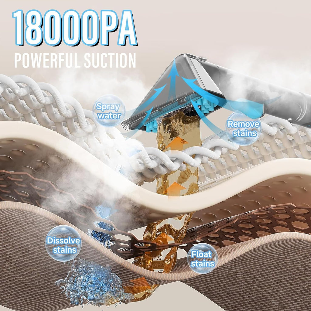 Portable Carpet Cleaner Machine with Steam and Heating Techology,18Kpa Powerful Suction