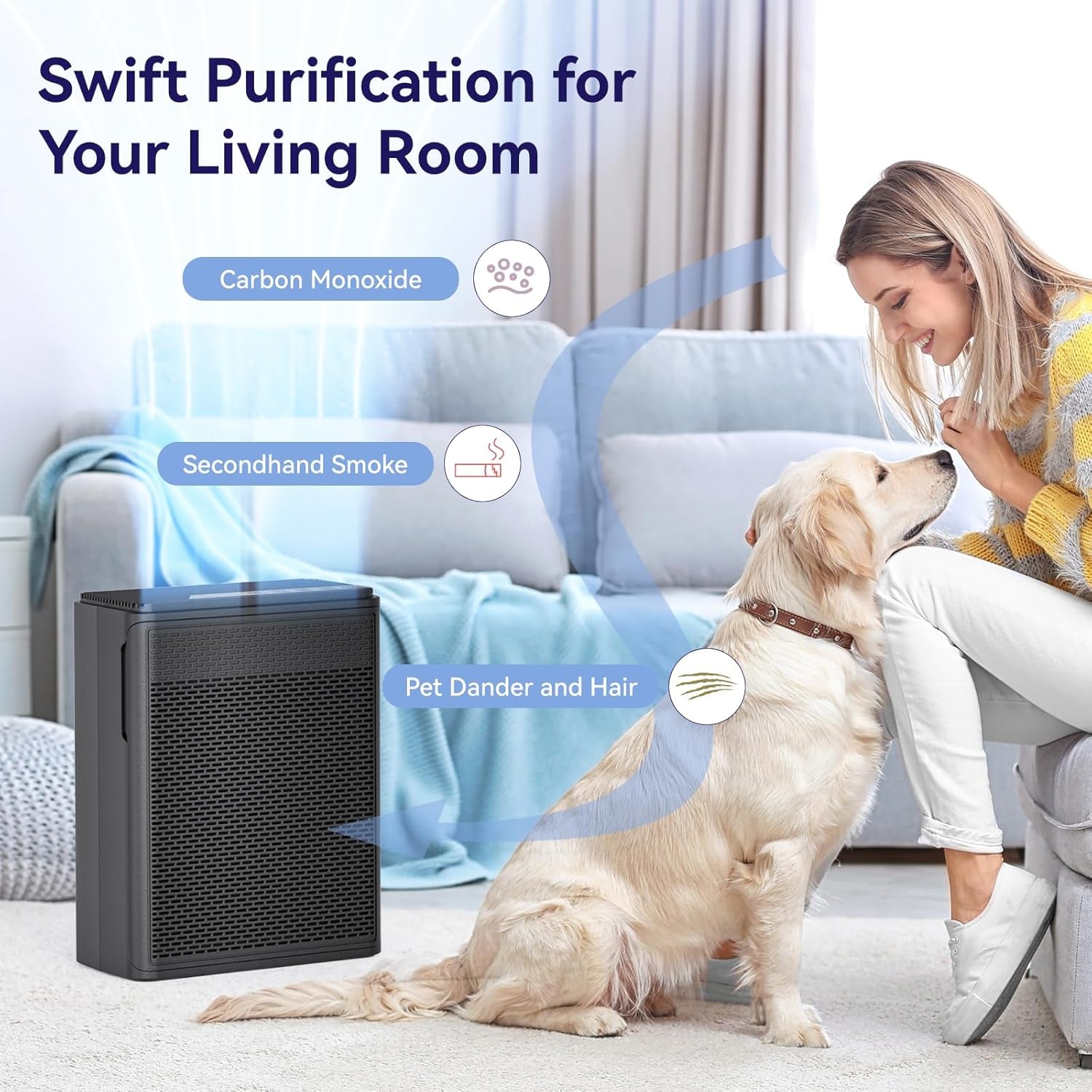 H13 HEPA Air Purifier for Pets & Large Rooms